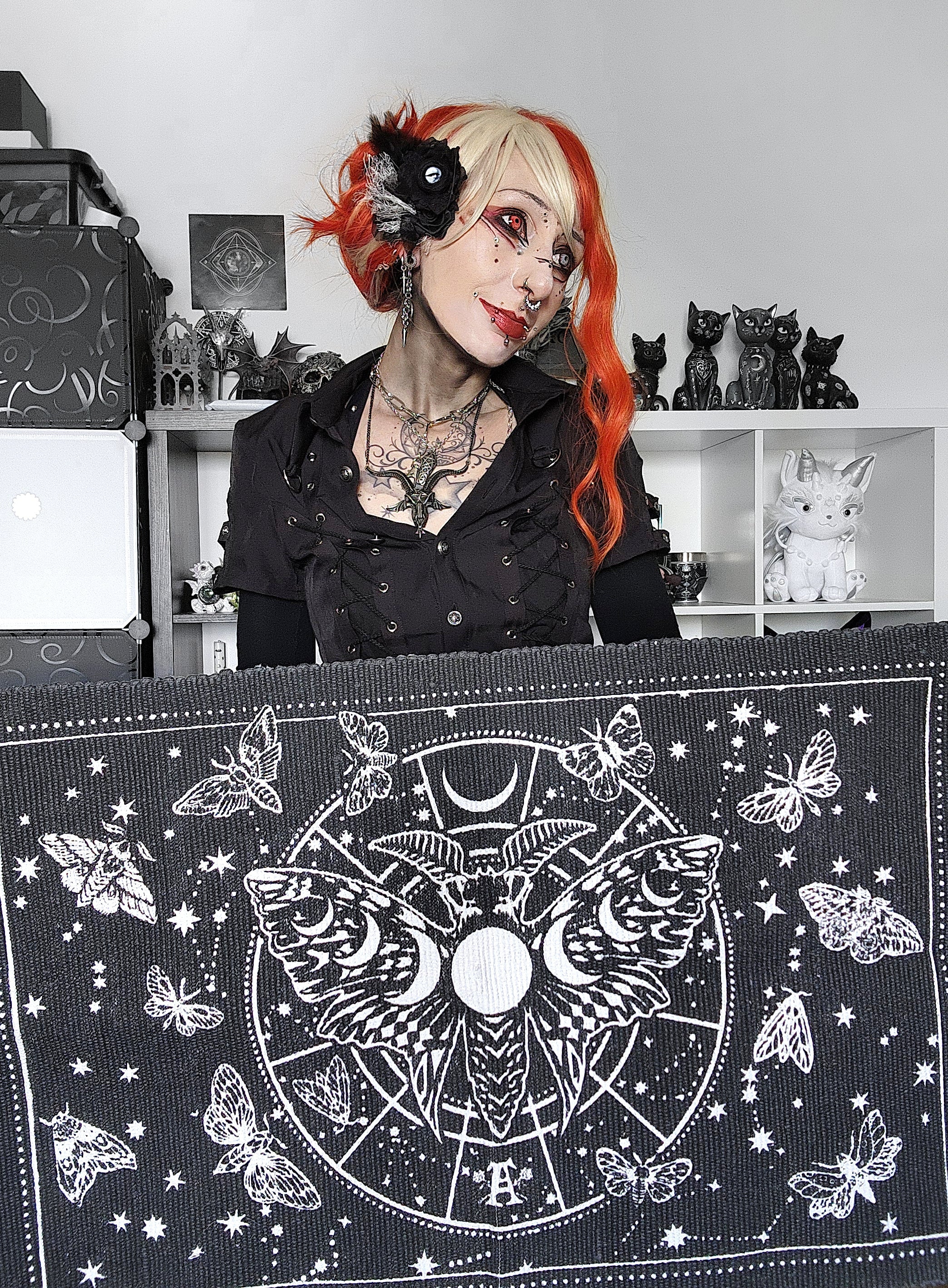 Alchemy Gothic Lunar Moth Rug – 100% Cotton Moon Phase Celestial Decor