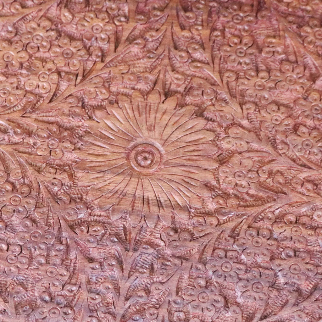 Vansuri Large Hand Carved Wooden Box Velvet Lined