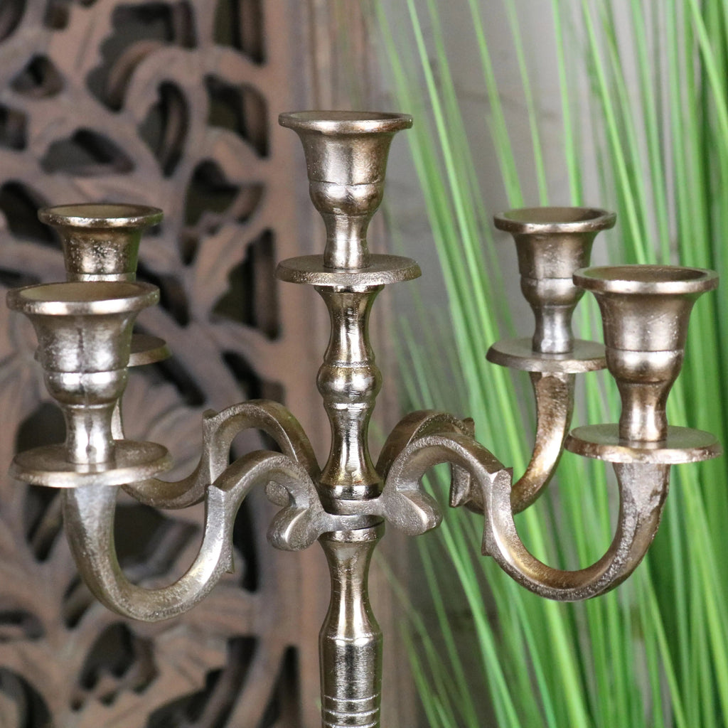 Veeha Candelabra Centerpiece 5 Candle Holder 40cm Champagne Gold