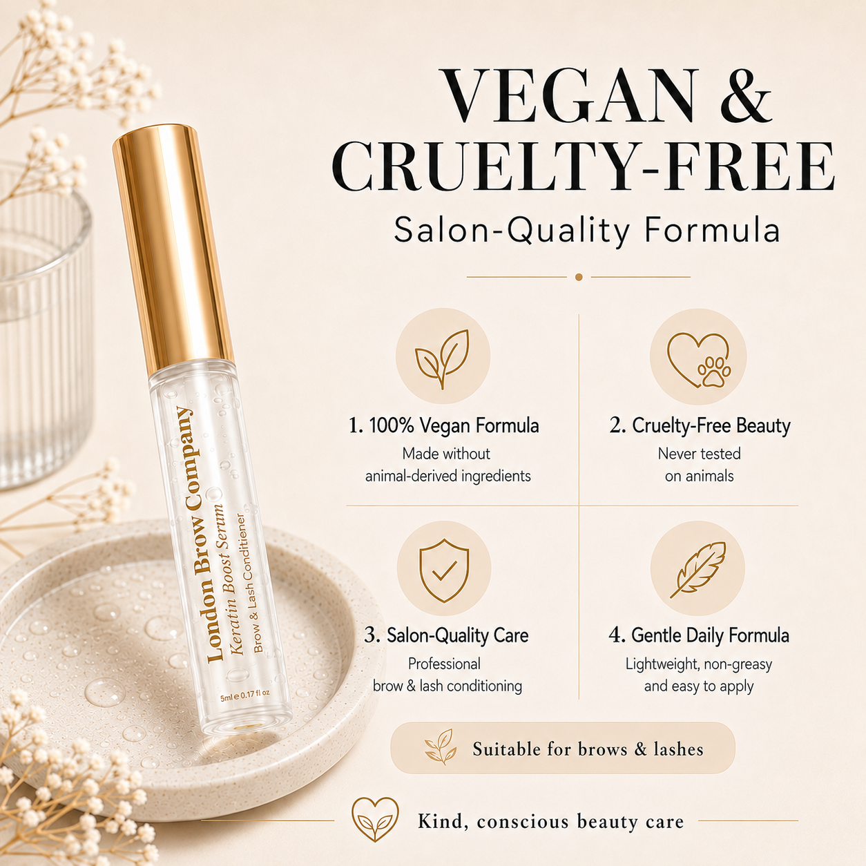 London Brow Keratin Brow & Lash Boost Serum - Vegan Aftercare Treatment