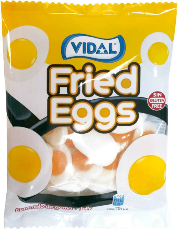 Vidal Fried Eggs Gummy Candy - Fruit Flavored Party Treats - 90g Bag