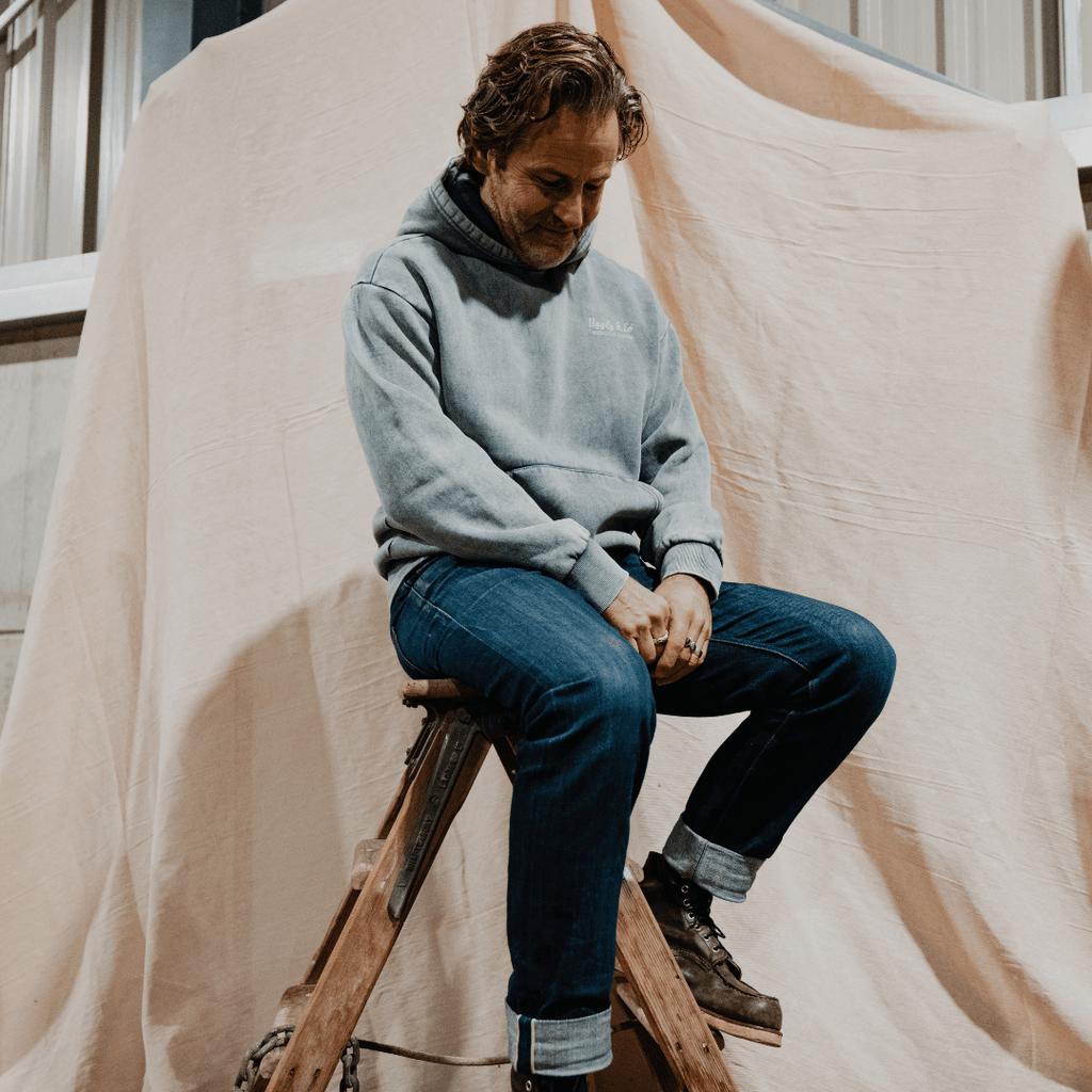 Uggly and Co Blue Diamond Acid Wash Heavyweight 380gsm Retro Hoodie