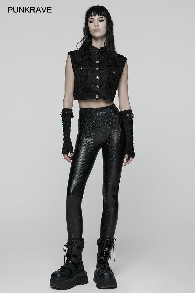 Punk Rave Ravenna Leggings – Black Prism Finish High-Waisted Skinny Fit