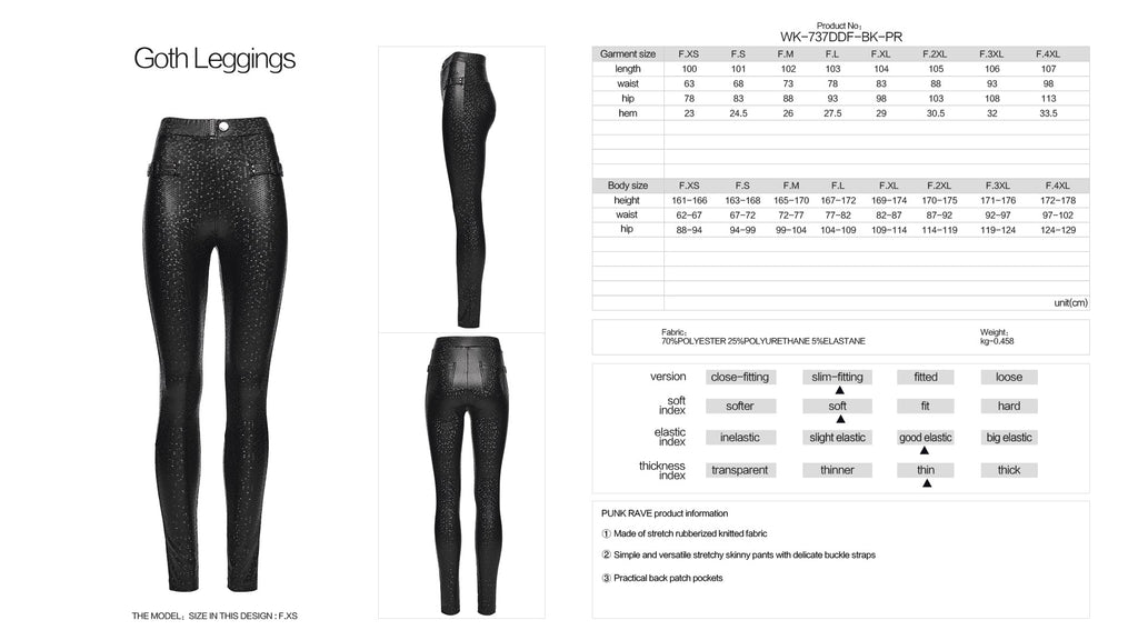 Punk Rave Ravenna Leggings – Black Prism Finish High-Waisted Skinny Fit