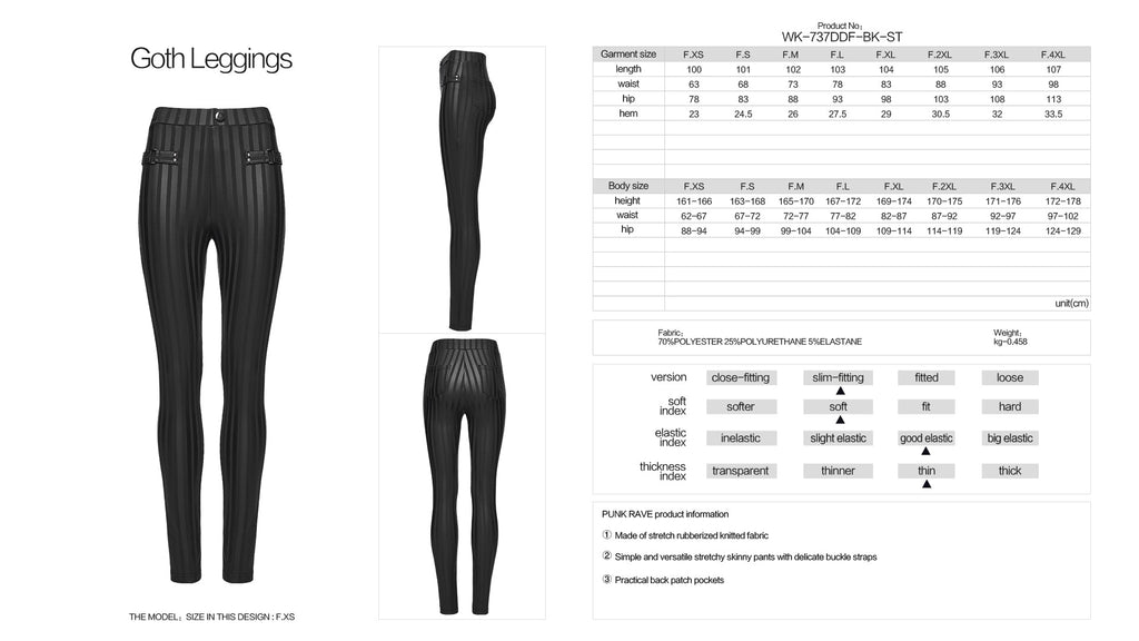 Punk Rave Althea Goth Leggings – High-Waisted Buckle Strap Skinny Pants