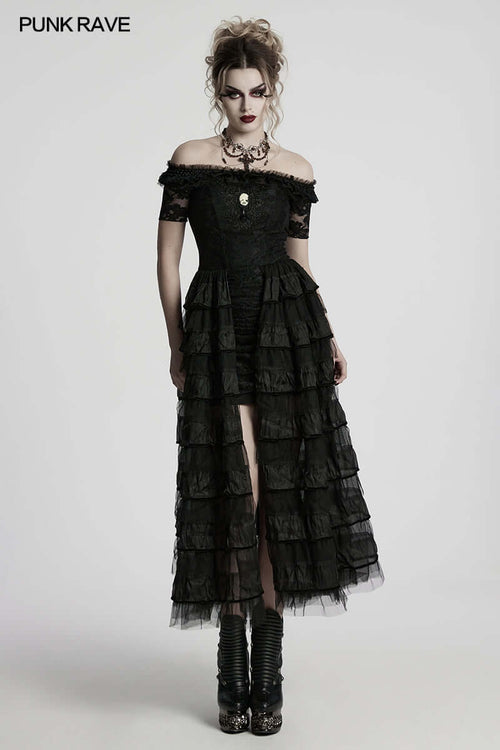 Punk Rave Penelope Steampunk Lace Dress | Gothic Ruffled Chiffon Mesh