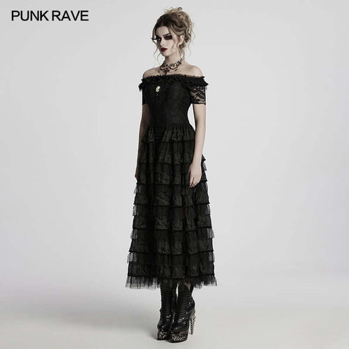 Punk Rave Penelope Steampunk Lace Dress | Gothic Ruffled Chiffon Mesh