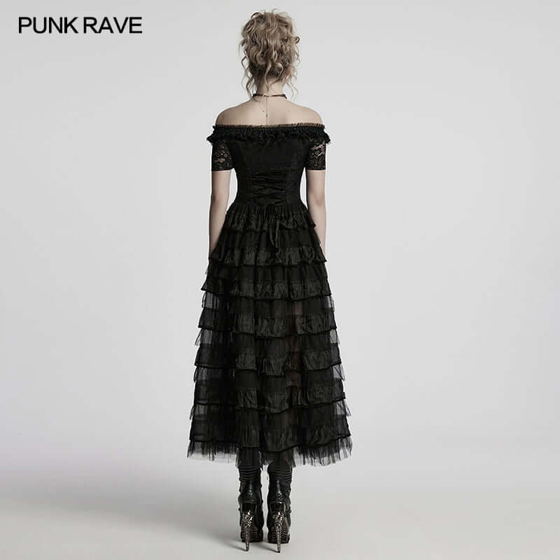 Punk Rave Penelope Steampunk Lace Dress | Gothic Ruffled Chiffon Mesh