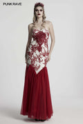 Punk Rave Eladia Sequin Floral Lace Gothic Dress with Gauze Skirt