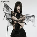 Punk Rave Morrigan Gothic Butterfly Wings – Black Mesh & Distressed Net