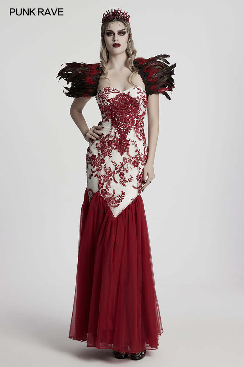 Punk Rave Effie Red Crystal Gothic Headband with Chain Tassels