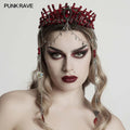 Punk Rave Effie Red Crystal Gothic Headband with Chain Tassels