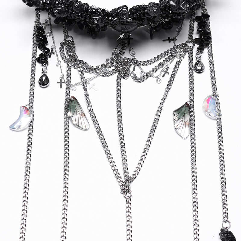 Punk Rave Effie Black Crystal Headband – Gothic Gemstone Crown
