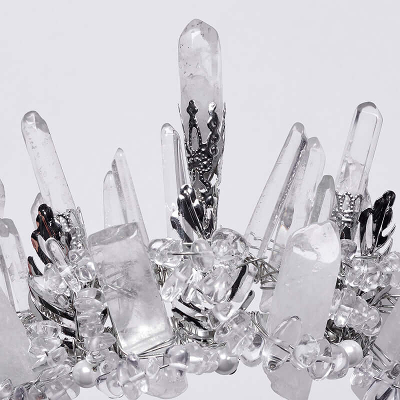 Punk Rave White Crystal Headband – Handcrafted Pointed Crown Tiara