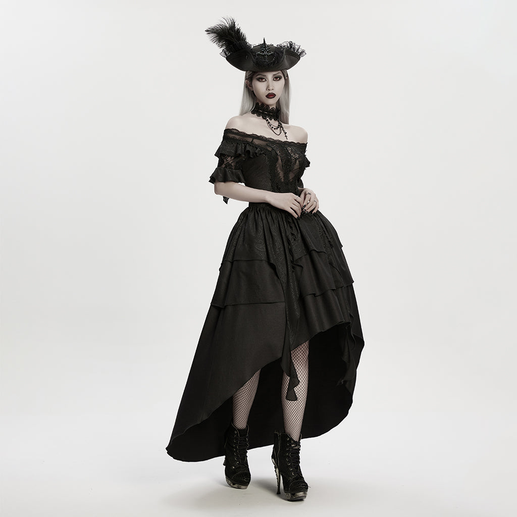 Punk Rave Goth Imprisoned Beast Bone Pirate Hat – Black Lace & Feather
