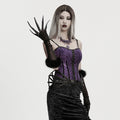Punk Rave Fluffy Goth Gloves – Opera Length Mesh with Faux Fur Claws