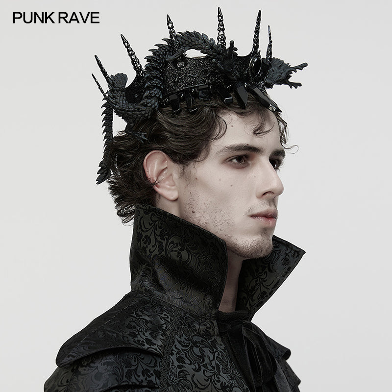 Punk Rave Goth Coiling Dragon Crown | 3D Printed Spiked Headpiece