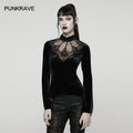 Punk Rave Belladonna Demon’s Hand Velvet T-Shirt | Gothic Slim Fit Top