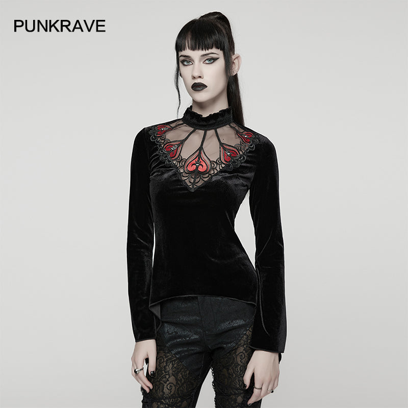 Punk Rave Belladonna Demon’s Hand Velvet Gothic T-Shirt – Red