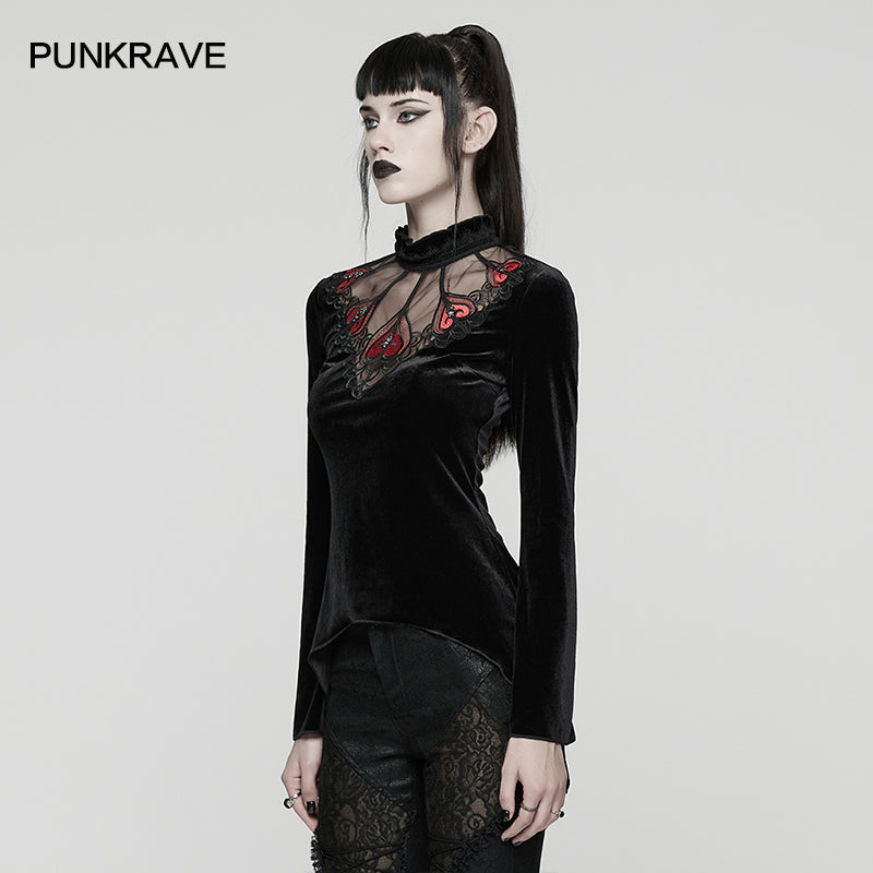 Punk Rave Belladonna Demon’s Hand Velvet Gothic T-Shirt – Red
