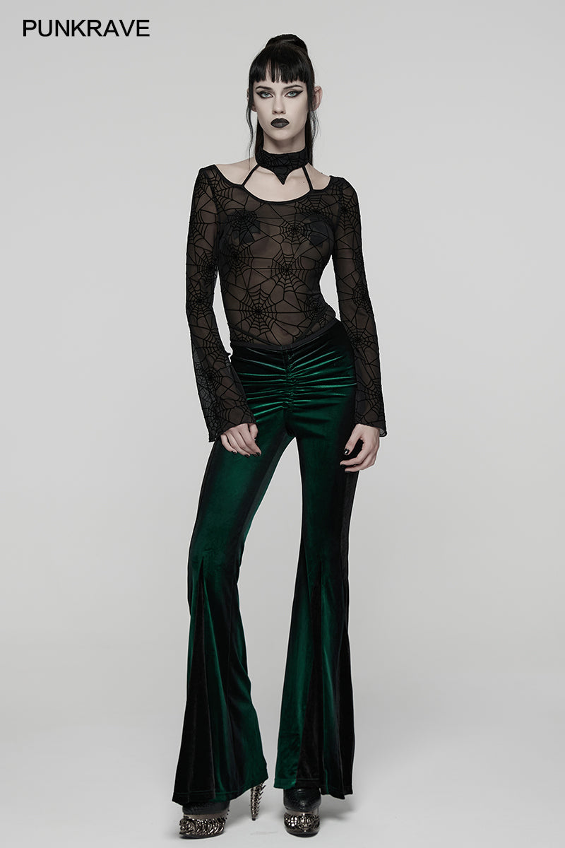 Punk Rave Lilith Gothic Spider Web Mesh T-Shirt – Sheer Halter Top