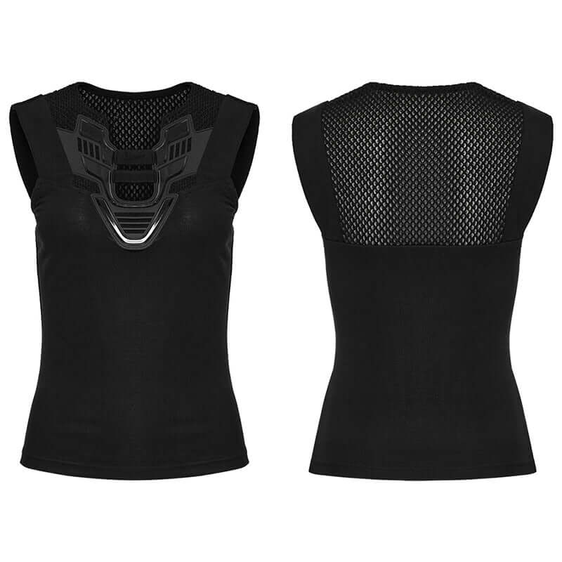 Punk Rave Ellerie Cyberpunk Vest – Mesh Knit Sleeveless Armor Top