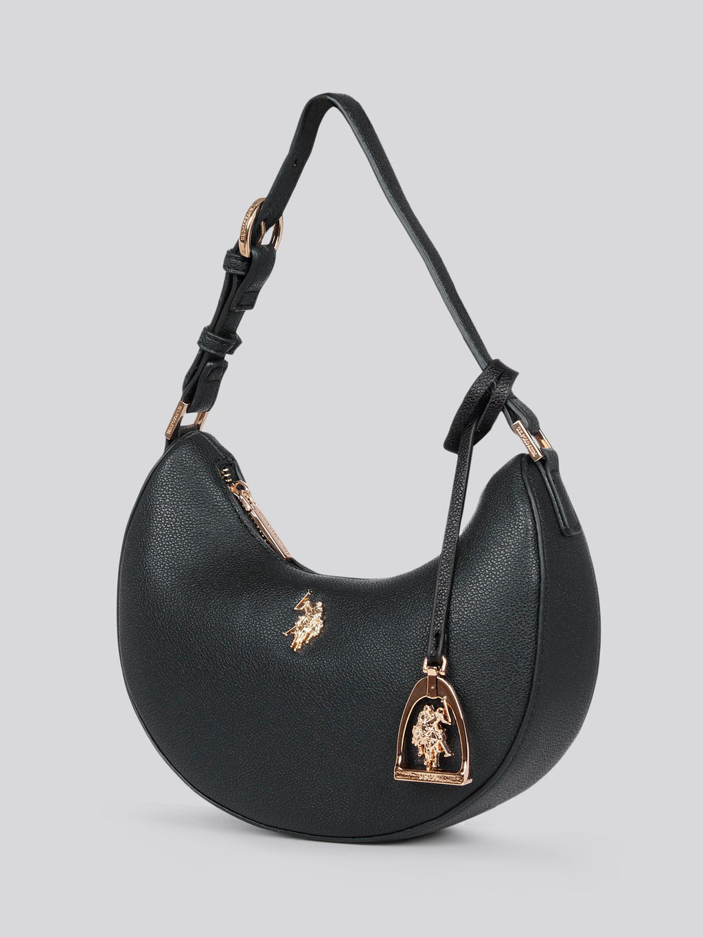 U.S. Polo Assn. Womens Jones Small Round Hobo Bag in Black