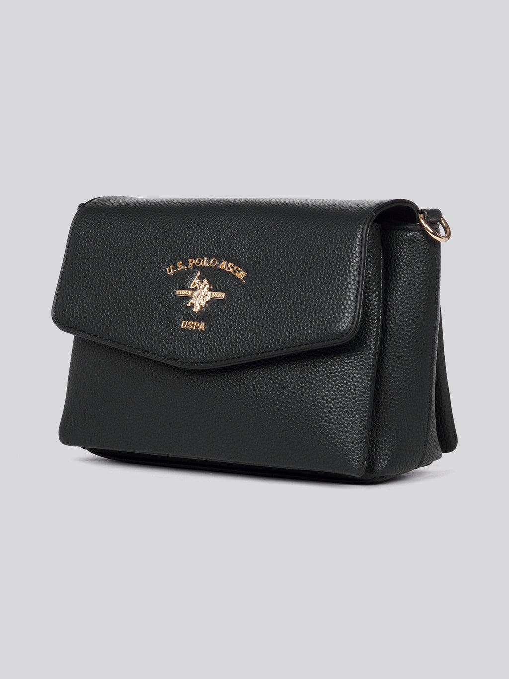 U.S. Polo Assn. Womens Stanford Flap Crossbody Bag in Black