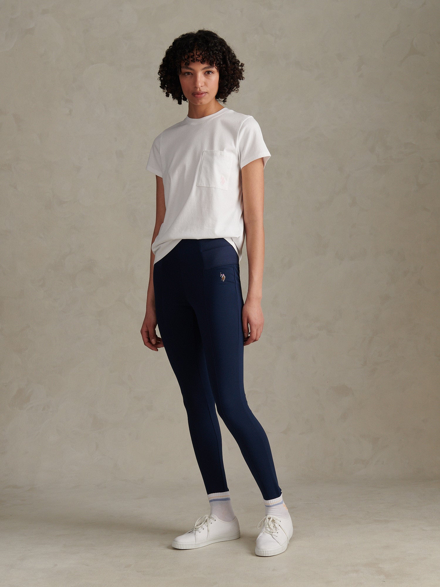 Womens Elastic Waistband Legging Navy Iris