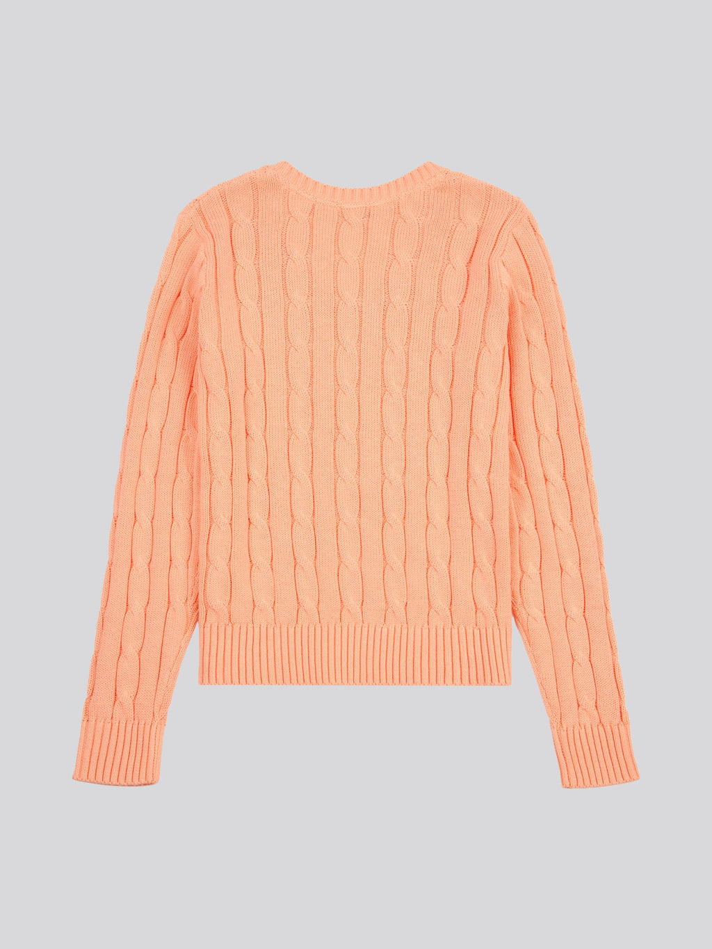 Womens V-Neck Cable Jumper Peach Nectar