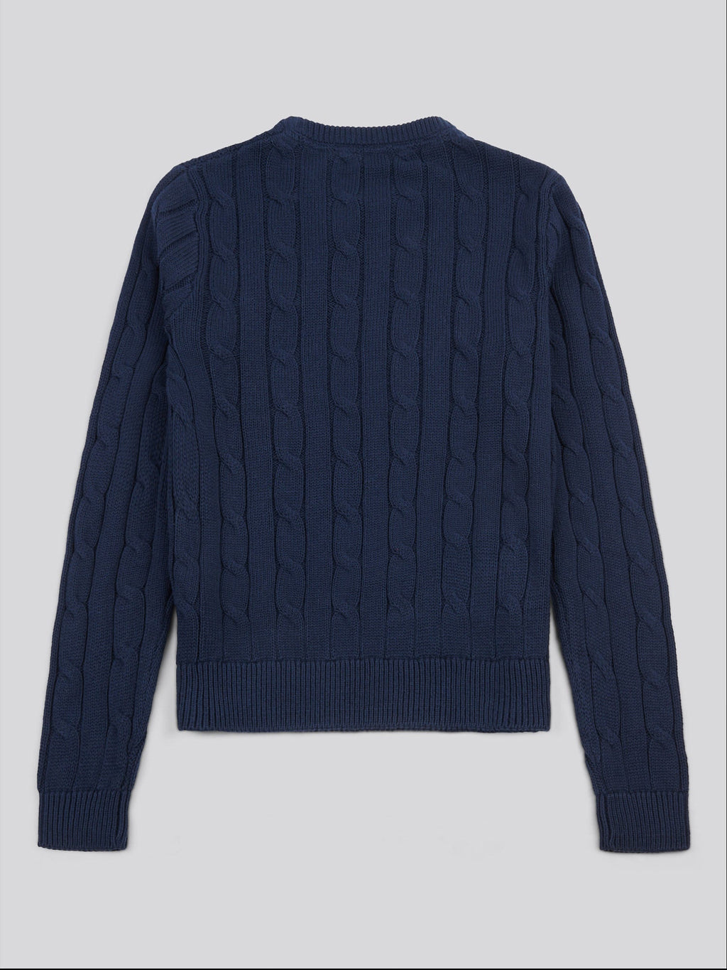 Womens Crew Neck Cable Jumper Navy Iris