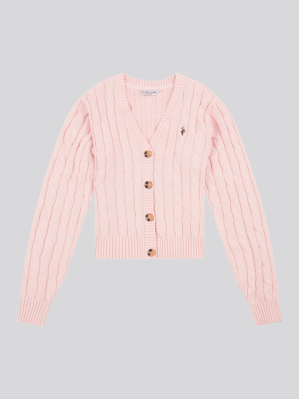 Womens Cable Knit Cardigan Crystal Rose