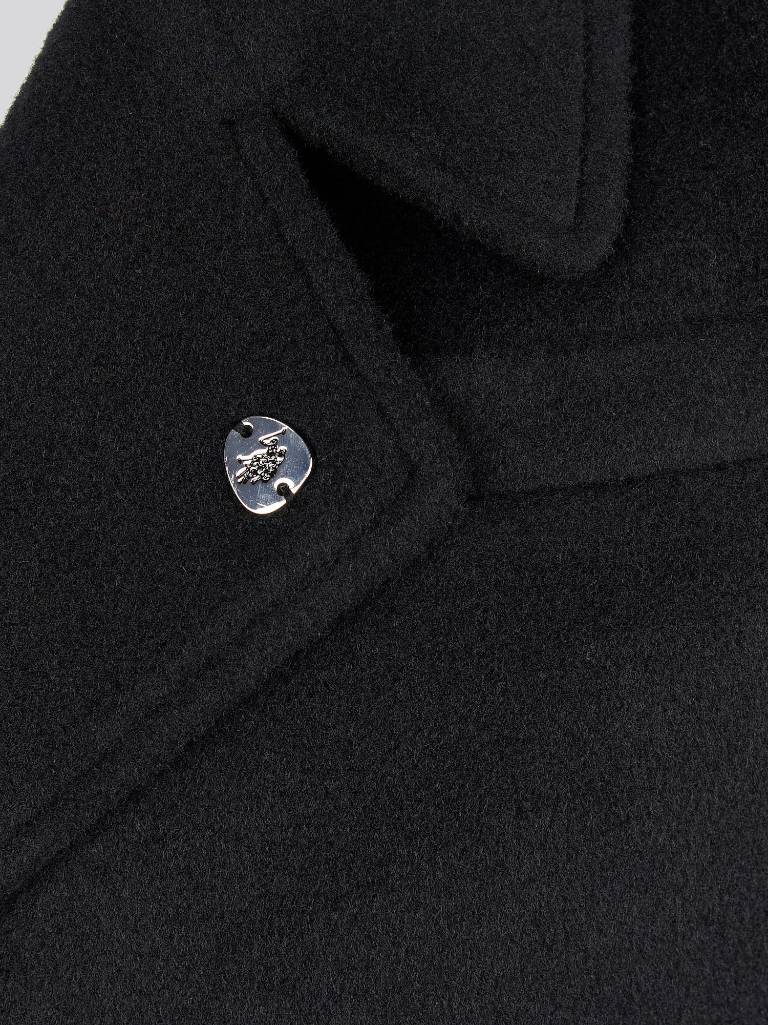 Womens Wool Blend Double Breasted Coat in Black