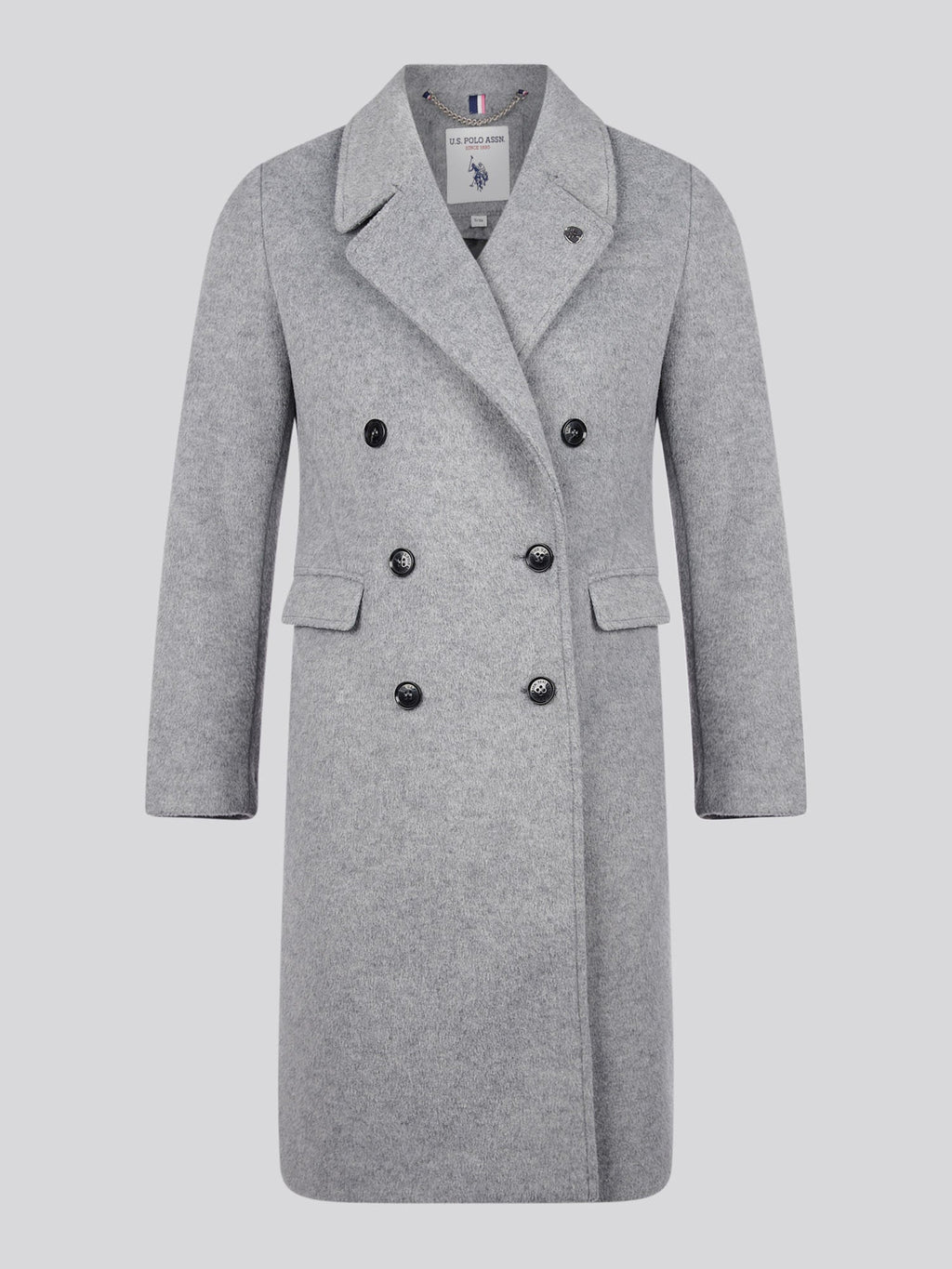 Womens Wool Blend Double Breasted Coat in Silver Filigree