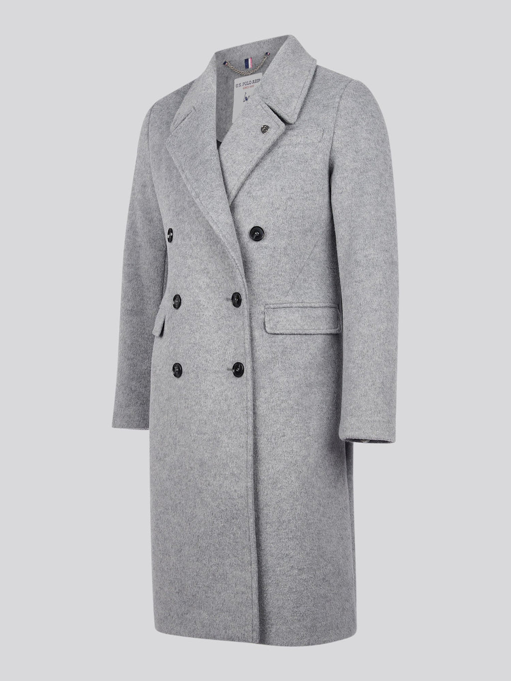 Womens Wool Blend Double Breasted Coat in Silver Filigree