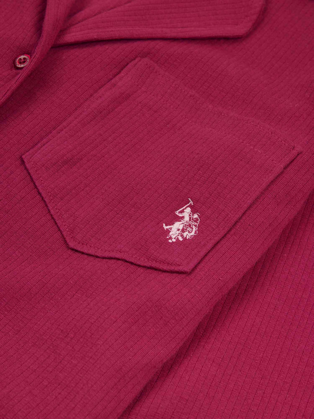 Womens Supersoft Rib Pyjama Shirt in Beet Red