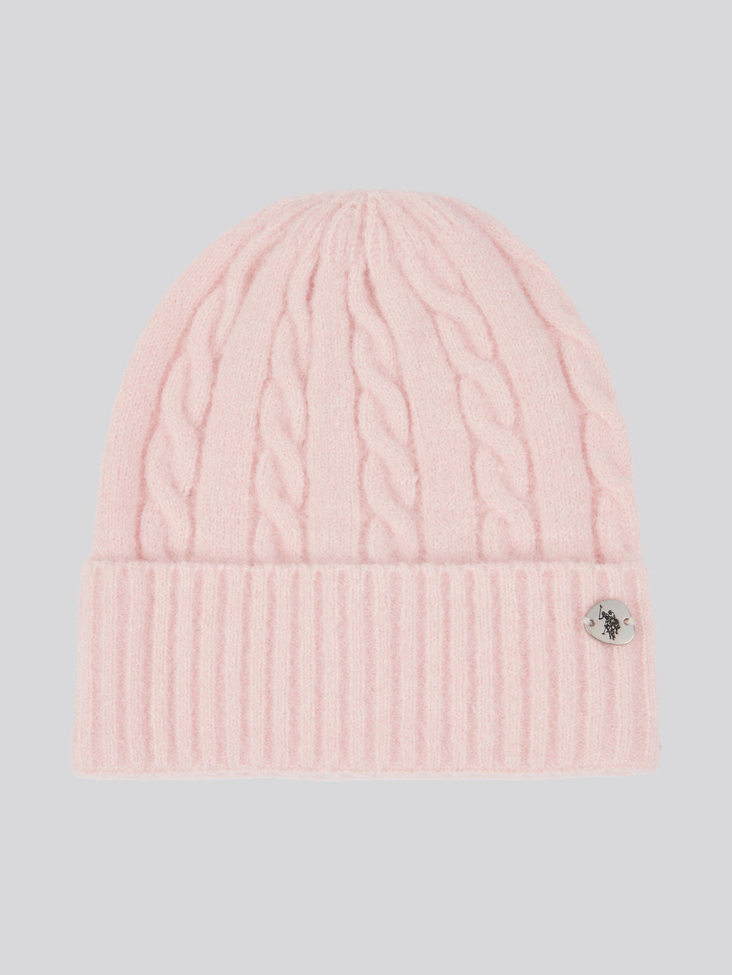 Womens Signature Cable Knit Beanie & Gloves Set in Crystal Rose