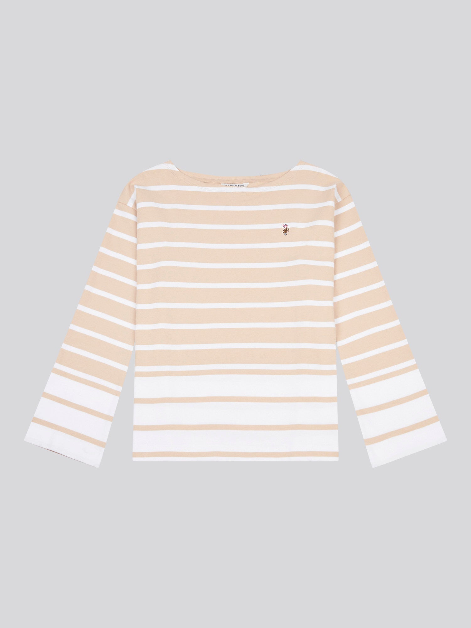 Womens Block Stripe Long Sleeve T-Shirt in Smoke Gray
