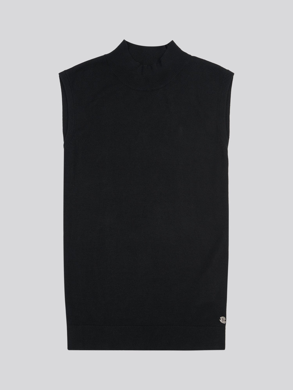 Womens Mock Neck Sleeveless Knit Black