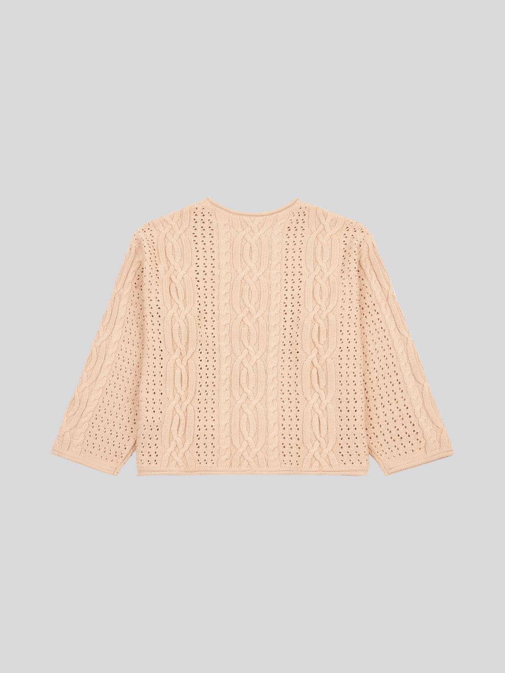 Womens Chunky Cable Open Knit Jumper in Smoke Gray
