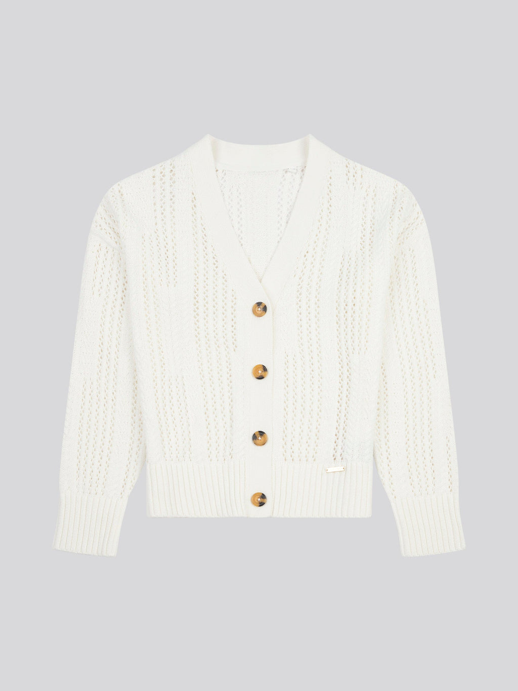 Womens Open Knit Cable Cardigan in Marshmallow
