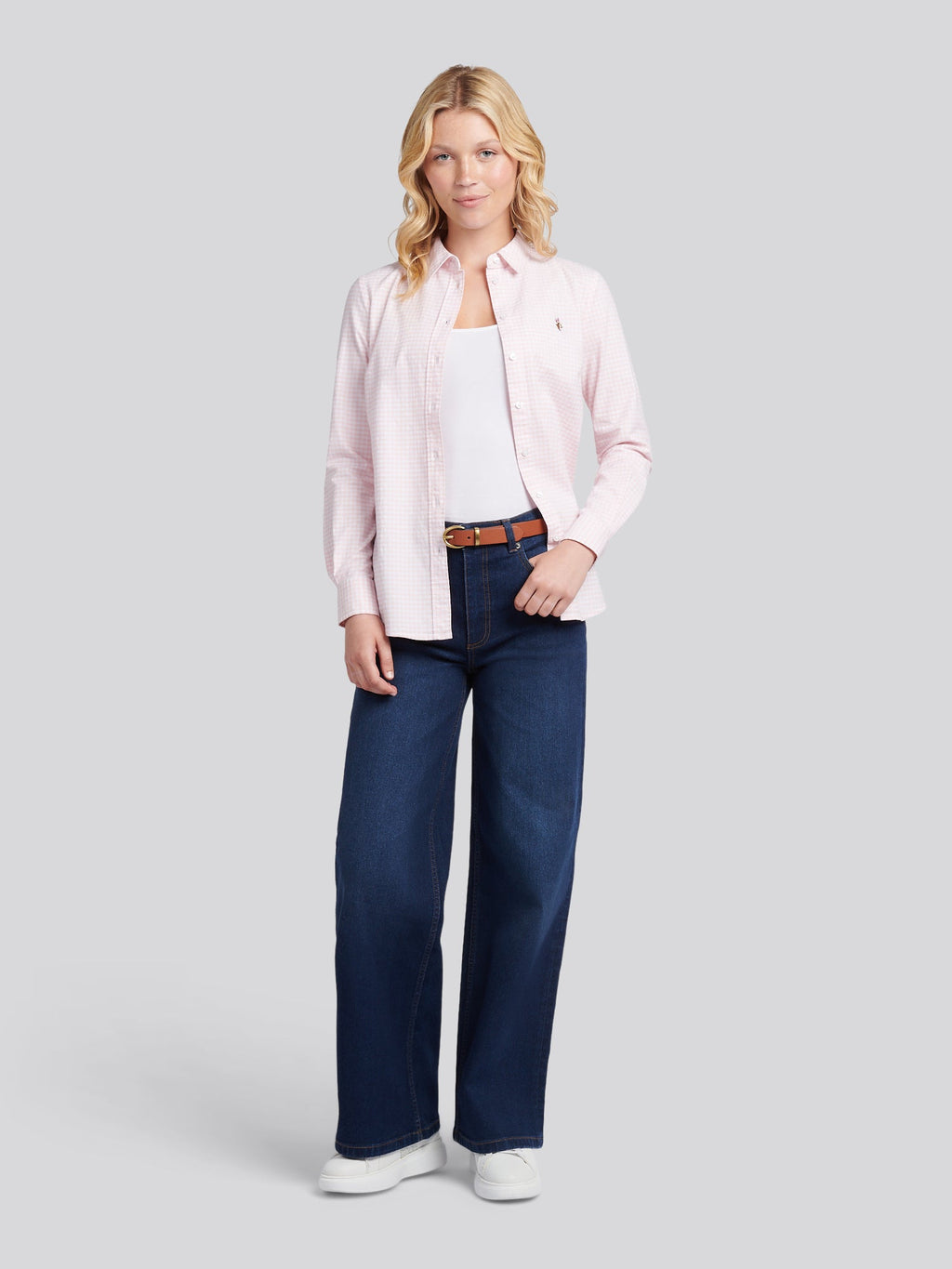 Womens Gingham Classic Fit Shirt in Crystal Rose