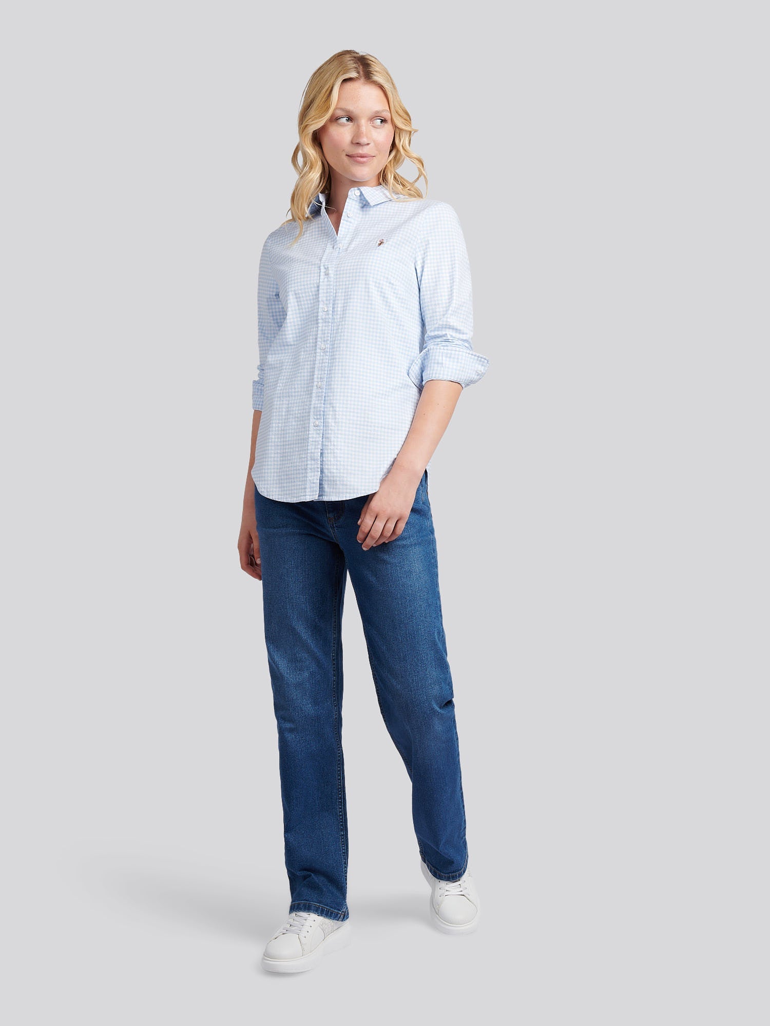 Womens Gingham Classic Fit Shirt in Windsurfer