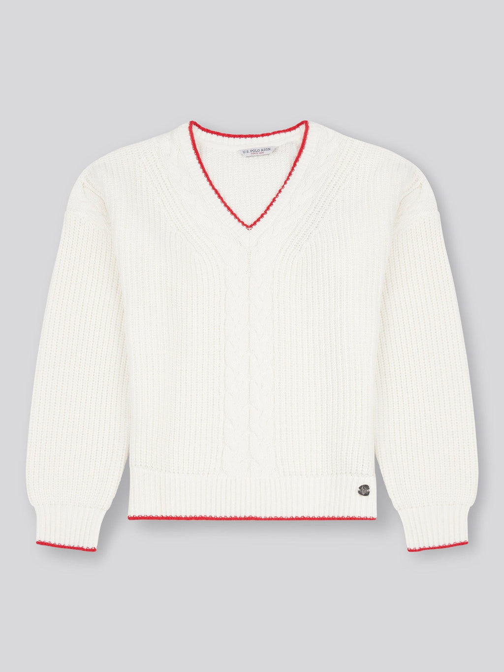 Womens Braid Cable Cricket Jumper in Marshmallow