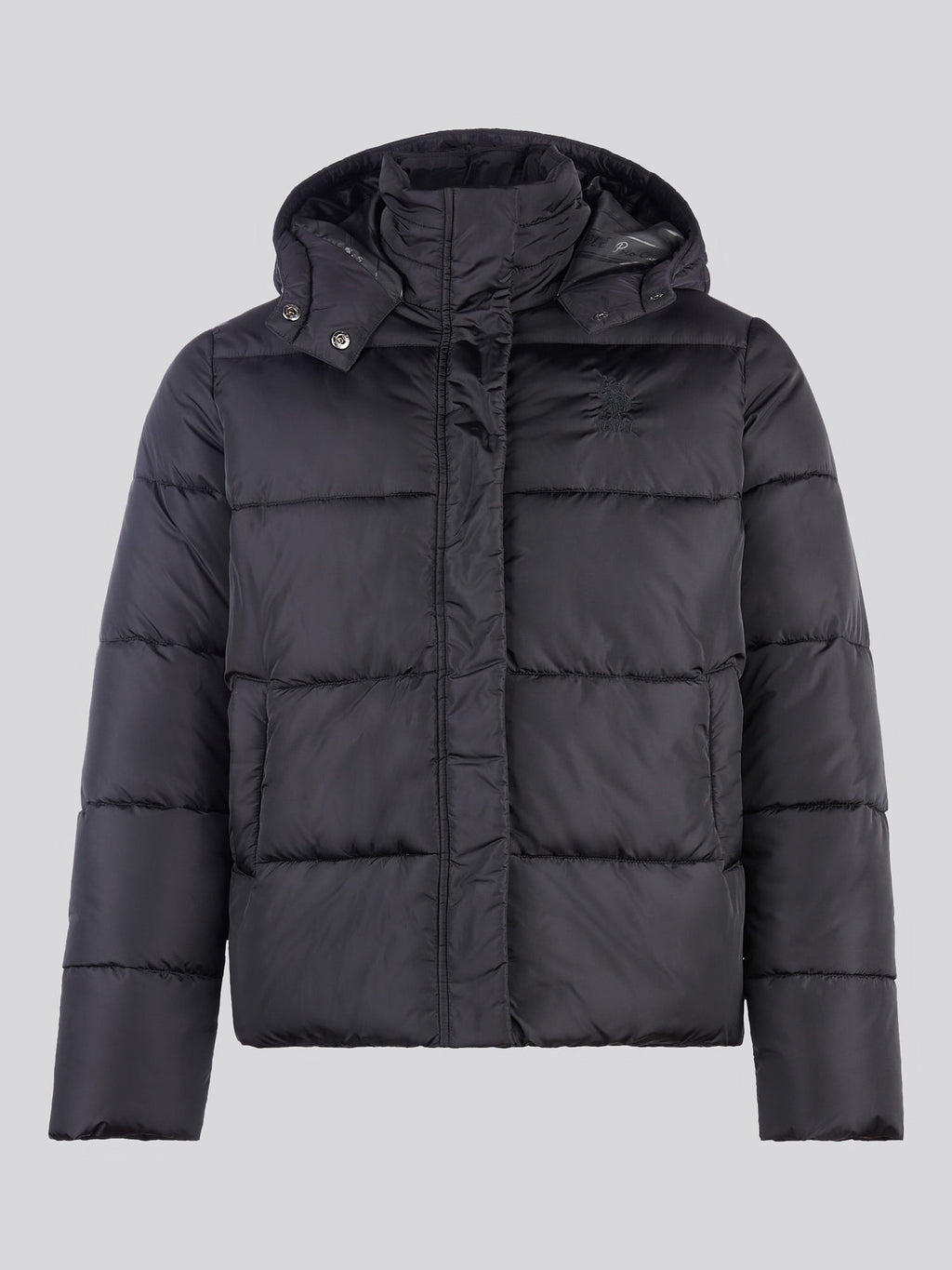 Womens Sateen Puffer Jacket in Black