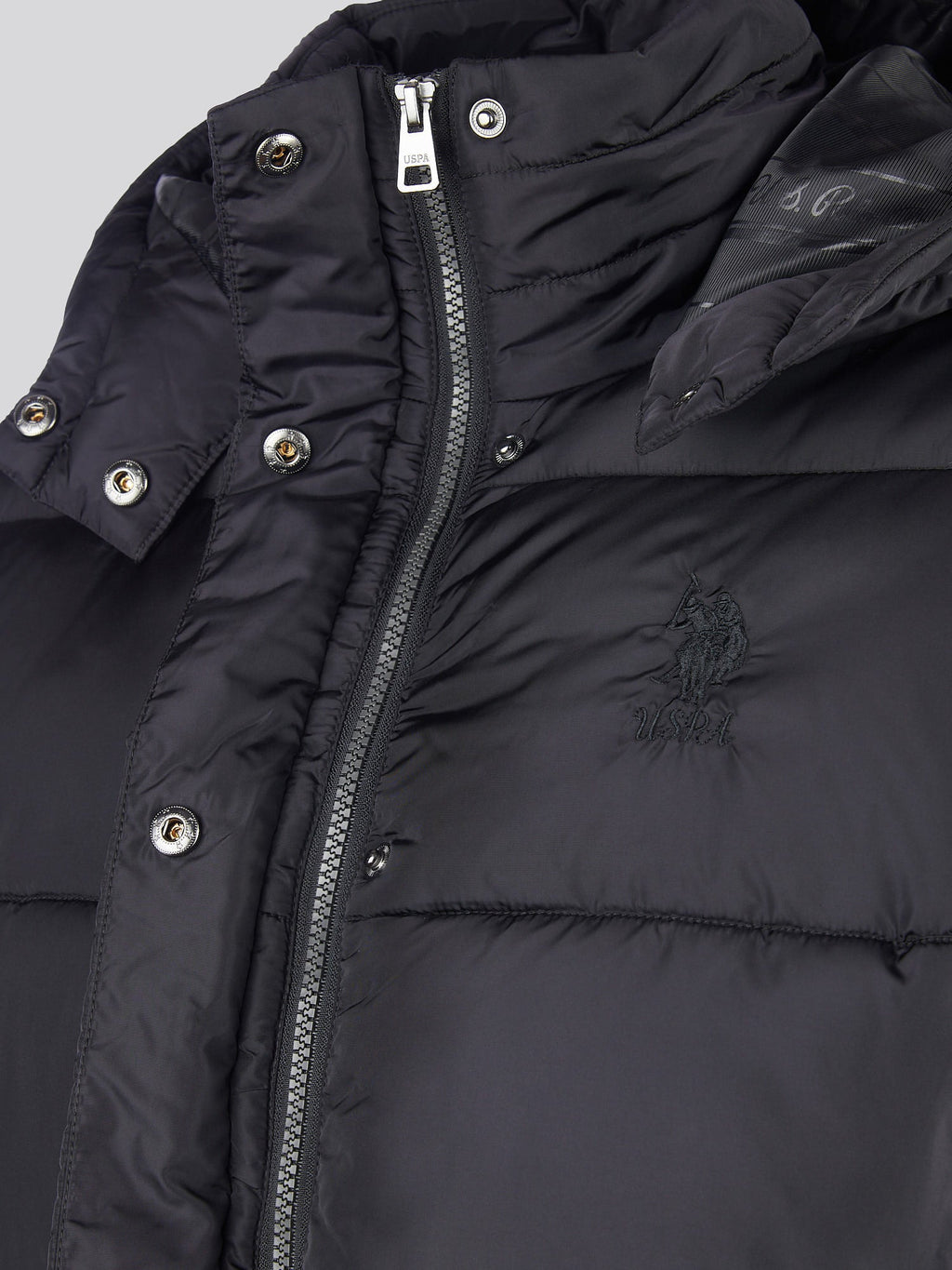 Womens Sateen Puffer Jacket in Black