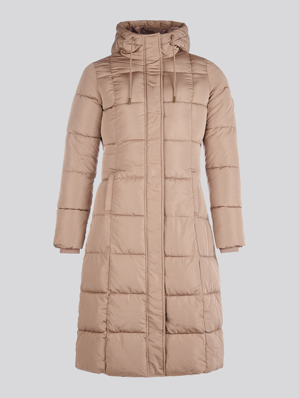 Womens Longline Square Quilt Puffer Coat in Leafless Tree