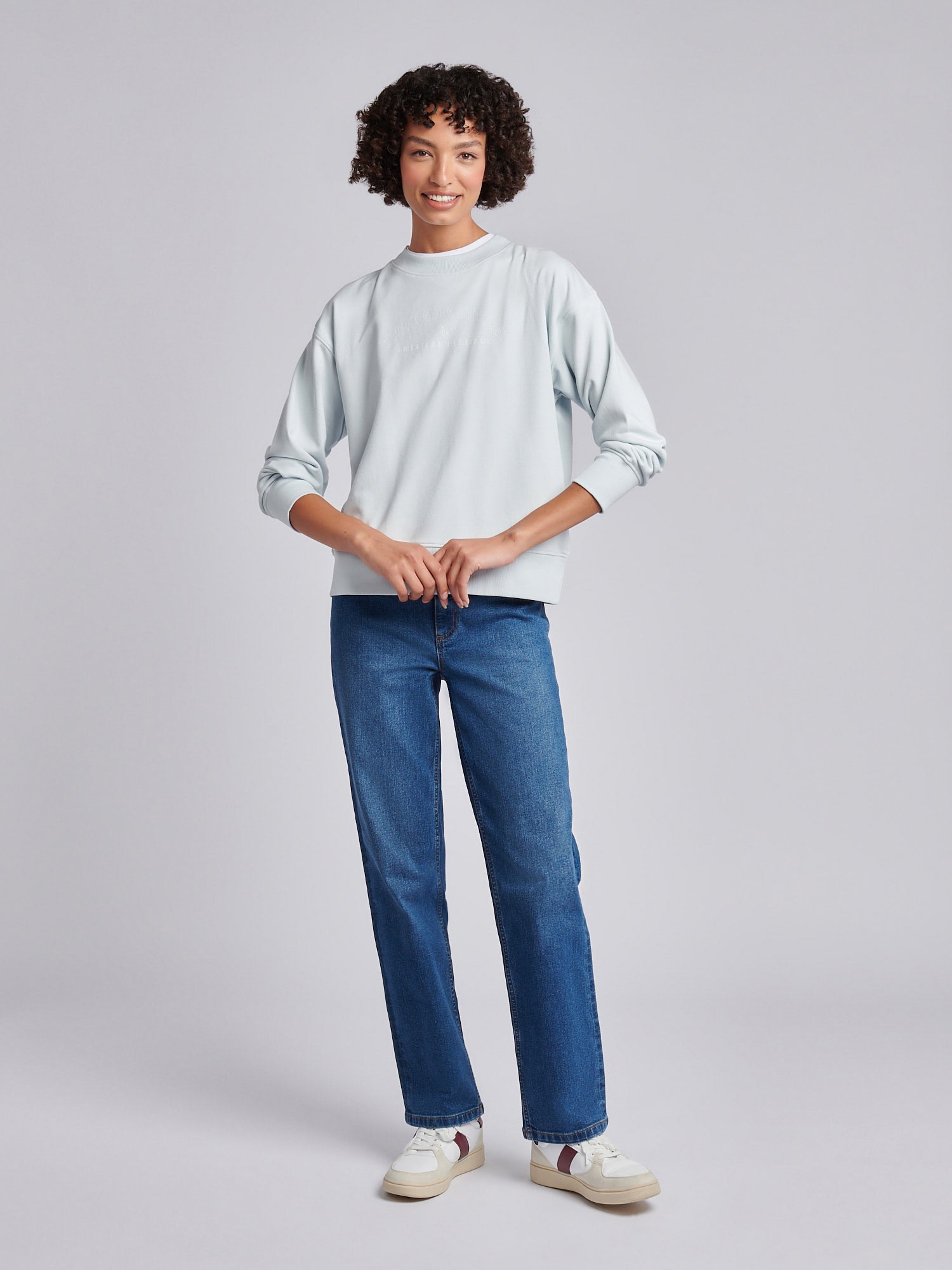 Womens Arc Graphic Crew Sweat in Ballad Blue