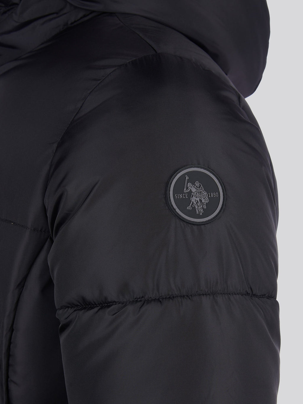 Womens Belted Puffer Jacket in Black