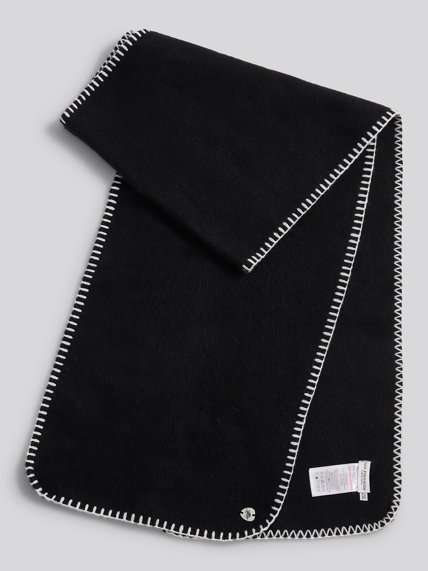 Womens Hanging Whipstitch Scarf in Black